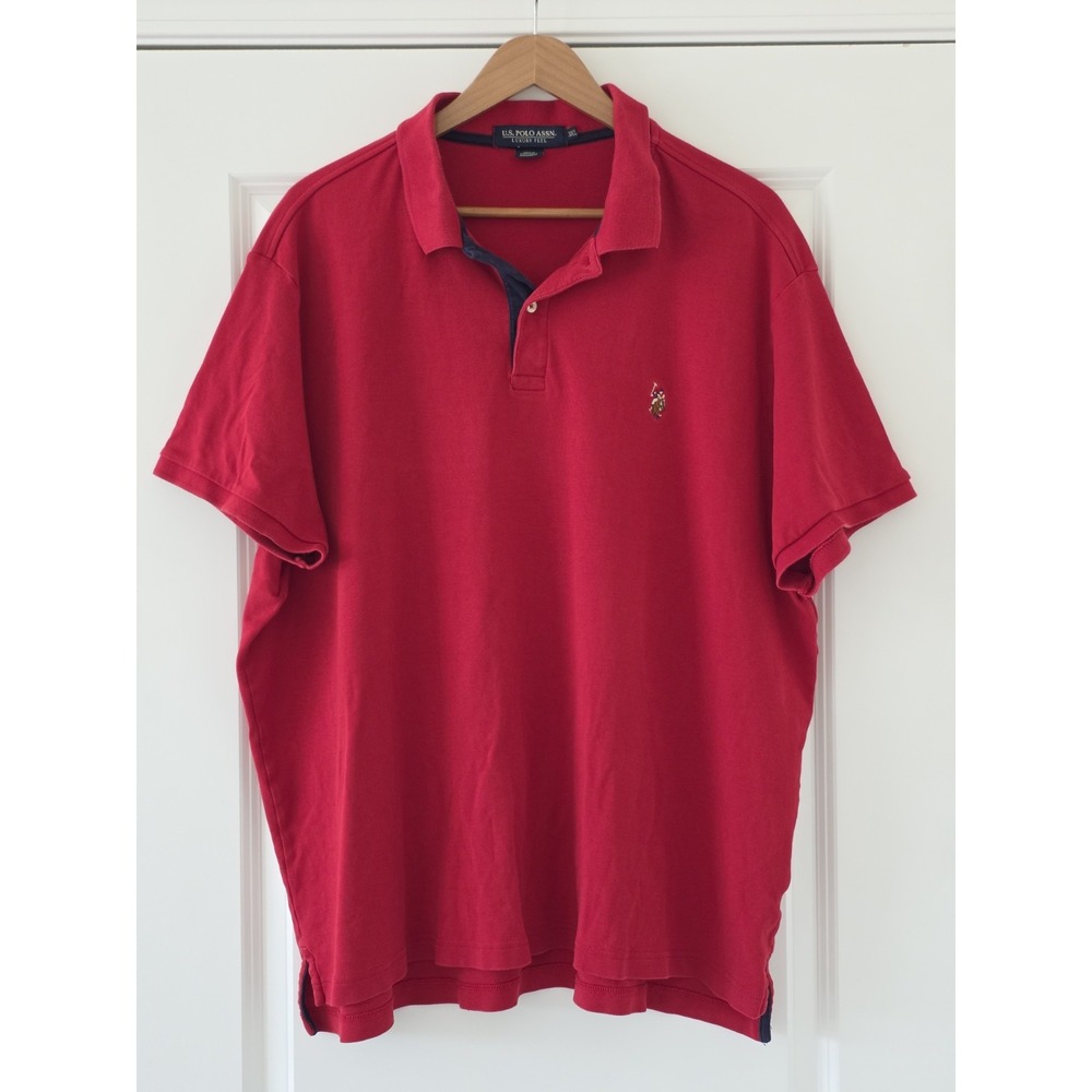 USPA U.S. Polo Assn Red Polo 3XL Big & Tall Luxury Feel Gold Pony Logo